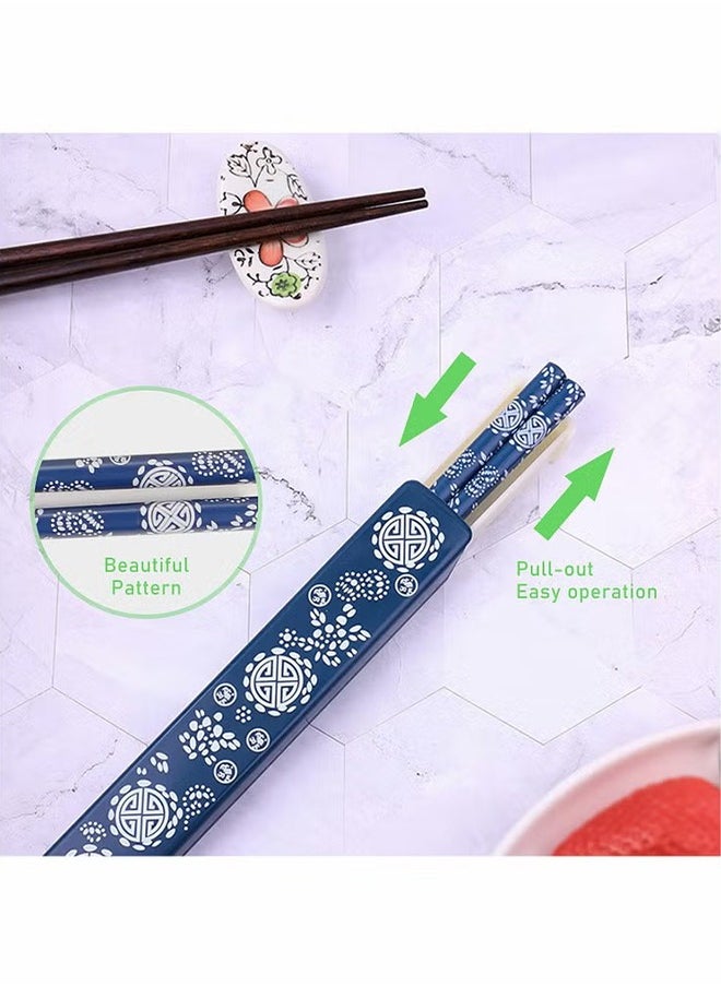 HY - Portable Chopsticks Set, Japanese Style Natural Wood Chopsticks, Reusable Classic Style Eco-Friendly Chopsticks for Noodle Picnic Kitchen 2 Pairs with Case - Image 1