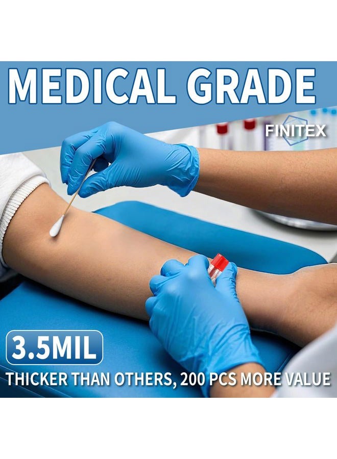 FINITEX Blue Disposable Nitrile Gloves, 3.5g/3.2mil, Rubber Powder-Free Latex-Free, Exam Gloves, Medical Gloves, LARGE, 200 PCS/BOX - Image 2