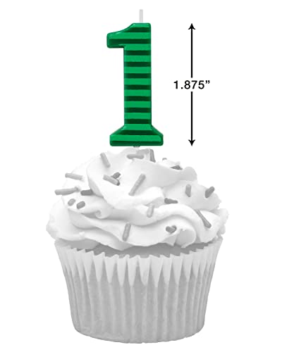 Papyrus Number 1 Birthday Candle, Green Stripes (1-Count) - Image 3