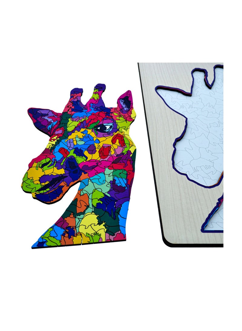 فوفا FOFA اللعب خشبية صديقة للبيئة للأطفال بانوراما لعبة اللغز - وجه الزرافة 102 قطعة المجلس التعليمي التعلم 3 4 5 سنوات من العمر الفتيات الأولاد الهدايا السفر لعبة شكل الجذعية مونتيسوري المستدامة - Image 4