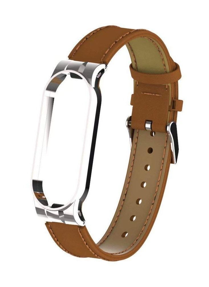 Y&D Replacement Wrist Leather Stra for Xiaomi Mi Band 6/ 5, Wirstband with Metal Frame, Strap Smart Bracelet Accessories  - Image 1