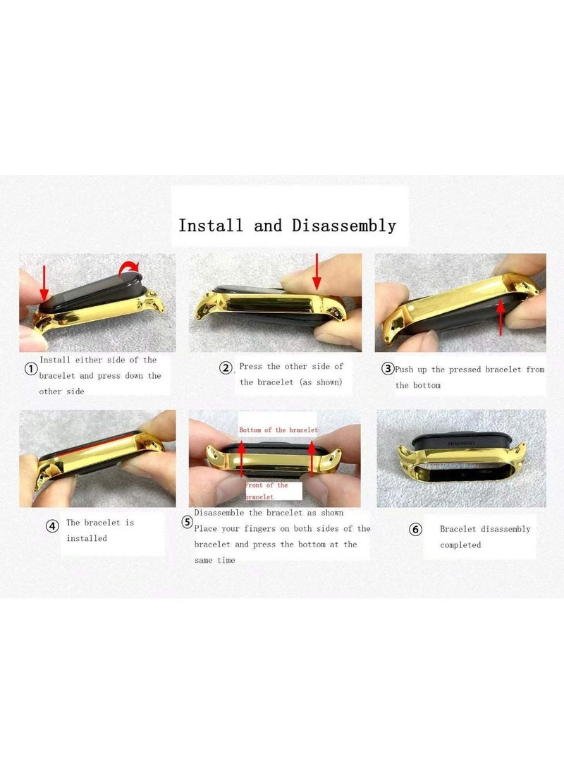 Y&D Replacement Wrist Leather Stra for Xiaomi Mi Band 6/ 5, Wirstband with Metal Frame, Strap Smart Bracelet Accessories  - Image 4