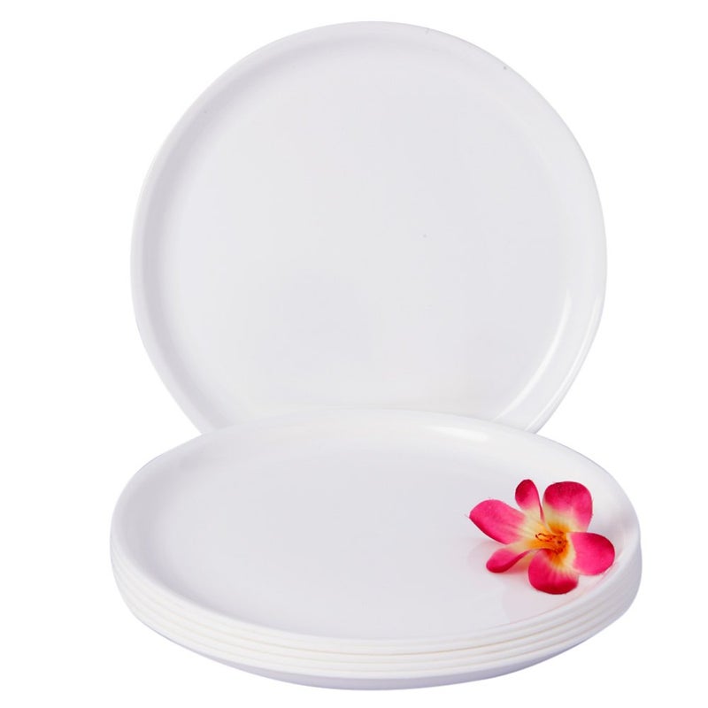 Incrizma Polypropylene Microwave Safe Break Resistant Dinner Plates, 6 Pieces, (White, Round) - Image 4