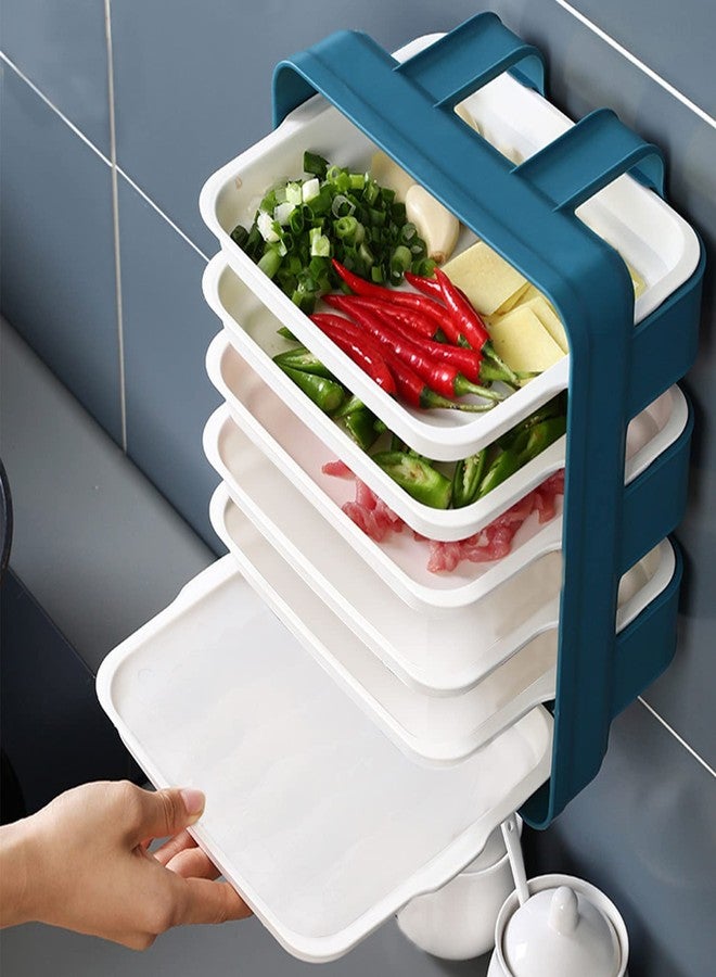 GION Kitchen Vegetable Fruit Organizer Storage Shelves Stand Cutlery Utensil Holder Tray Wall-Mounted 6 Layer Cooking Food Storage Dish Rack (1Pcs) (Multicolor) - Image 1