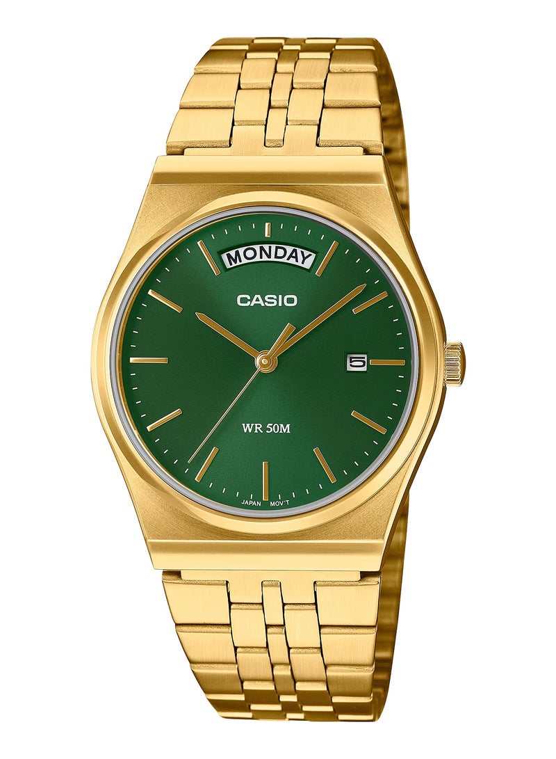 CASIO Analog With Day - Date Display MTP-B146G-3AV Green Dial 35mm Quartz Stainless Steel Unisex Watch