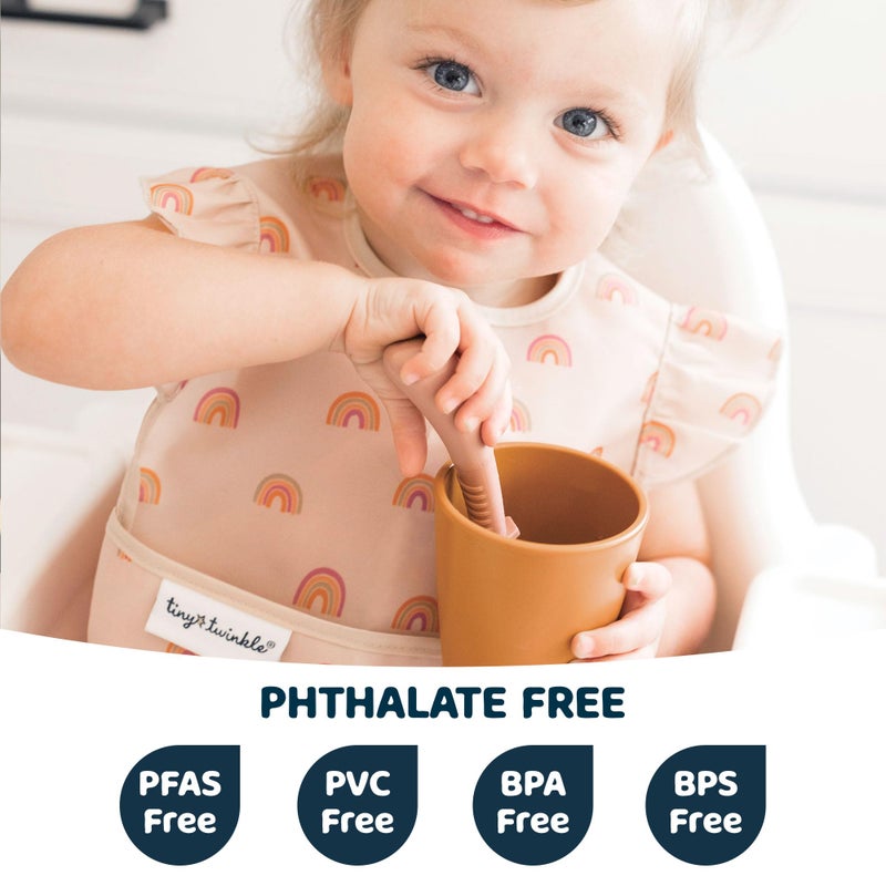 Tiny Twinkle Mess Proof Baby Bibs for Eating - Waterproof, Wipeable Toddler Bibs with Pocket - Baby Food Bibs for Girls & Boys(3 Pack,Boho Set) - Image 2
