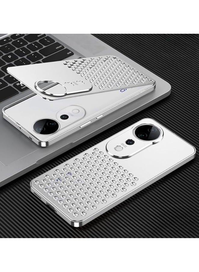 general Case Compatible with Vivo V40 Pro 5G/Vivo V40, Aluminum Alloy Metal Cooling Honeycomb Holes Heat Dissipation Breathable Cover Shockproof Anti-drop Protective Shell - Image 1