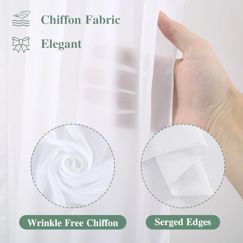 PARTISKY Wedding Arch Draping Fabric,2 Panels 18FT White Wedding Arch Drapes Chiffon Fabric Drapery Arch Decorations for Ceremony Reception Party Ceiling Backdrop - Image 2