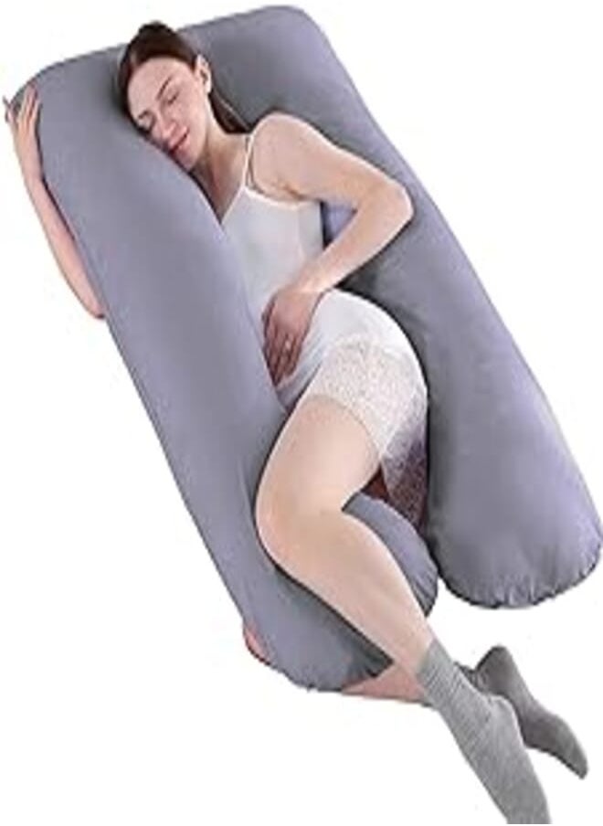 SHANNA SHANNA Body Pillows for Adults, Pregnant Women Sleeping, Full Body Pillow Long Support pillow U Shape Pregnancy Pillow Orthopaedic with Replaceable and Washable Coverr (70 * 130cm, Gray) 