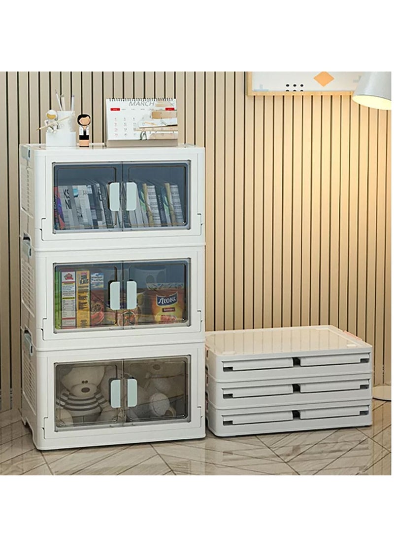 Blueland 1Pcs Foldable Storage Box Extra Large Dual Opening Storage Organizer 52L Stackable Bins with Lids and Wheels for Clothes Snacks Toys  Books Collapsible Container for Home Office Outdoor Car  - Image 5