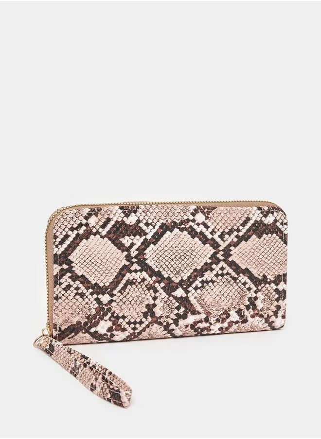 Styli Snakeskin Print Zip Around Wallet