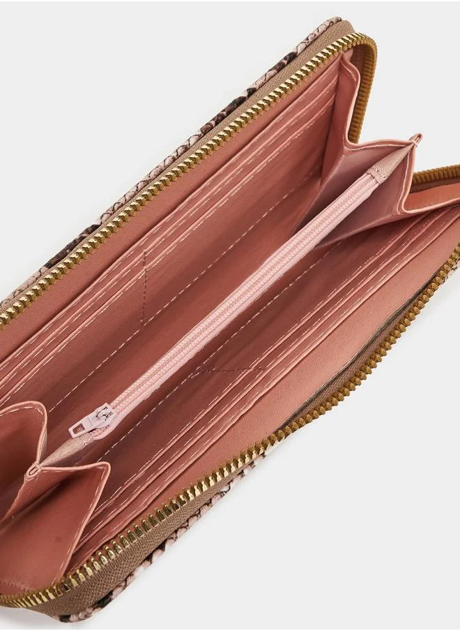 Styli Snakeskin Print Zip Around Wallet