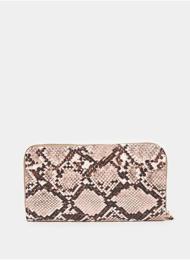 Styli Snakeskin Print Zip Around Wallet