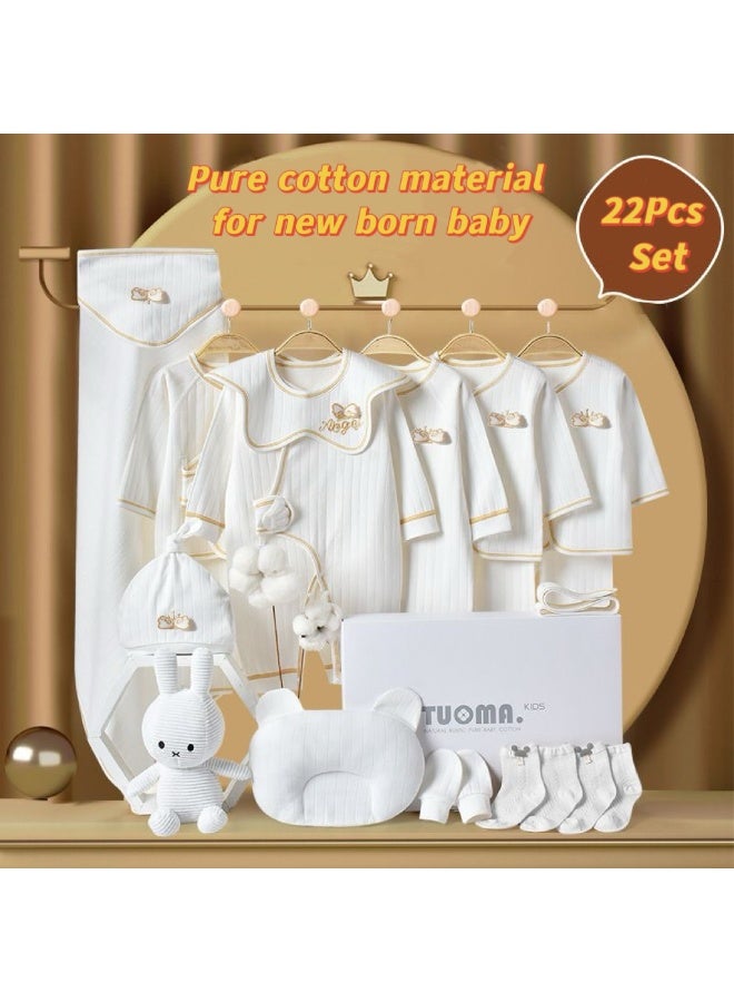 TUMAMA 22PCS Newborn Baby Gift Set, Newborn Layette Gift Set for Boys and Girls, Babies Essential Clothes Accessories with Baby Blanket, 100% Premium Cotton, for Spring Summer Autumn Winter Four Seasons - Image 1