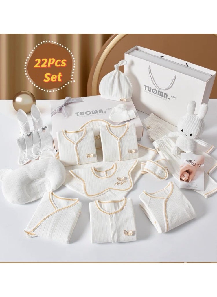 TUMAMA 22PCS Newborn Baby Gift Set, Newborn Layette Gift Set for Boys and Girls, Babies Essential Clothes Accessories with Baby Blanket, 100% Premium Cotton, for Spring Summer Autumn Winter Four Seasons - Image 2