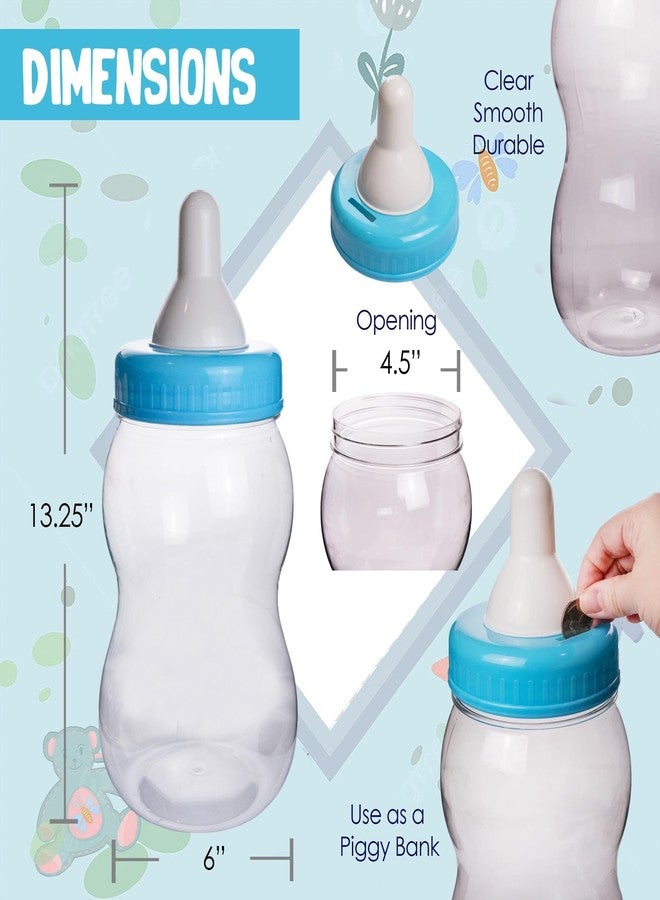 EVER SHINE Evershine Plastic Baby Bottle Bank, 13" Blue Fillable Baby Shower Bank, Plastic Jumbo Baby Favor Bottle Centerpiece - Image 3