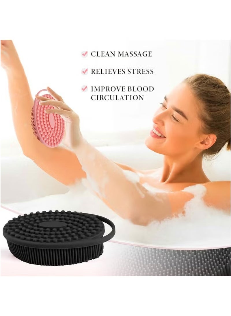 2 Pcs Silicone Body Scrubber, Loofah Exfoliating Body Scrubber, Silicone Loofah Shower Body Scrubber 2 Pack, 2 in 1 Body Exfoliator Scrubber With Handle Body Scrub Bath Scrubber Scalp Massager Shampoo Brush - Image 2