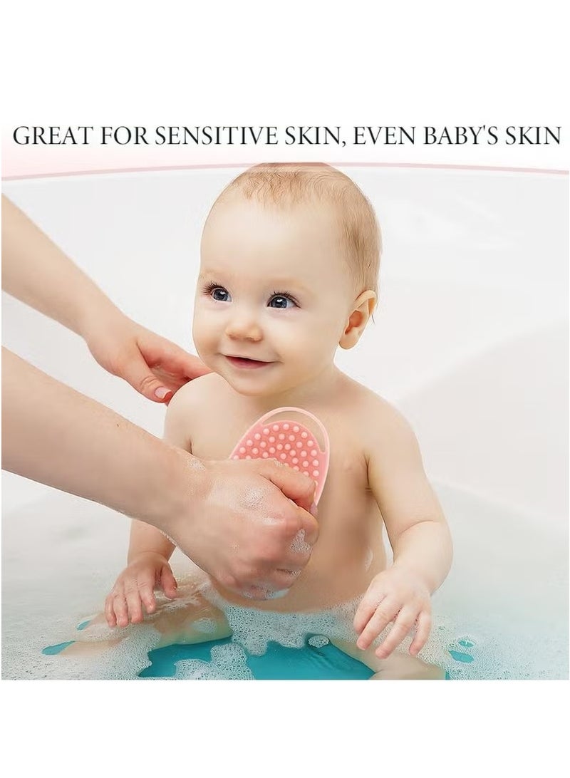 2 Pcs Silicone Body Scrubber, Loofah Exfoliating Body Scrubber, Silicone Loofah Shower Body Scrubber 2 Pack, 2 in 1 Body Exfoliator Scrubber With Handle Body Scrub Bath Scrubber Scalp Massager Shampoo Brush - Image 5