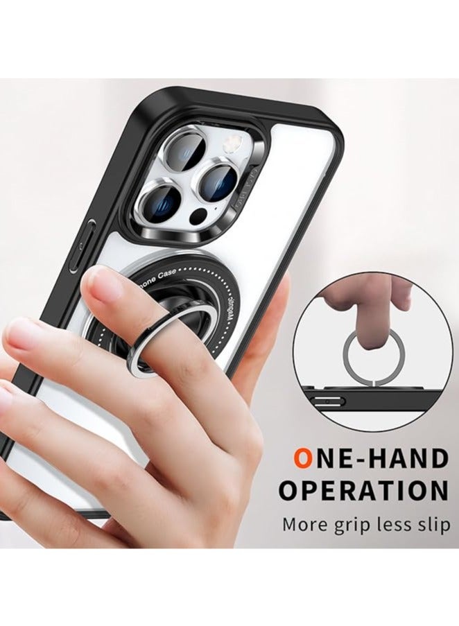 عام حافظة هاتف لجهاز iPhone 16 Pro Max/16 Pro/16 Plus/16، مصنوعة من TPU وPC، مزودة بقاعدة مغناطيسية دوارة مدمجة، حافظة مقاومة للسقوط والصدمات - Image 4