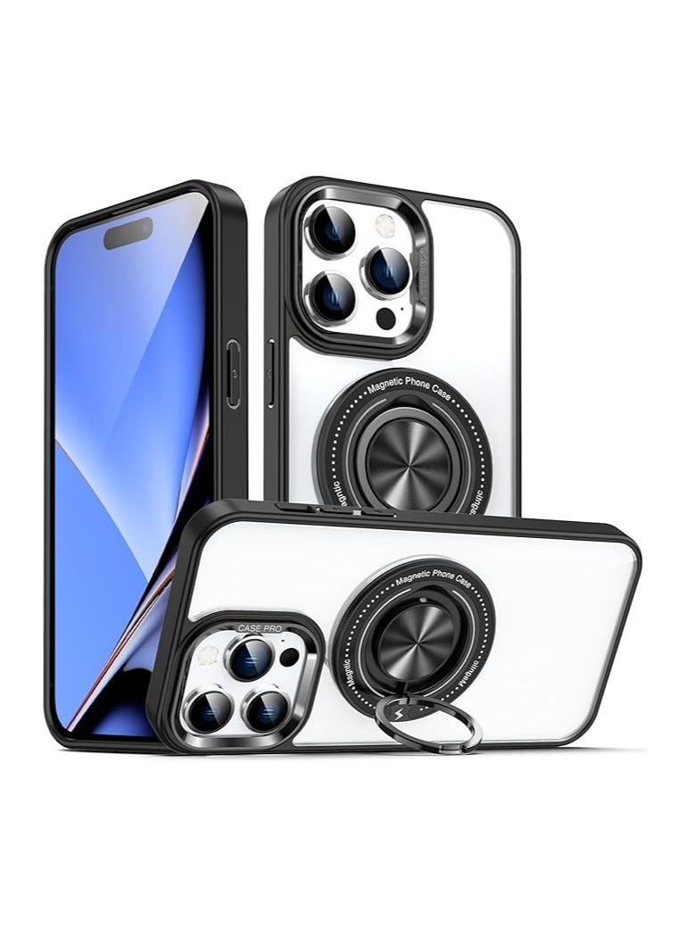 عام حافظة هاتف لجهاز iPhone 16 Pro Max/16 Pro/16 Plus/16، مصنوعة من TPU وPC، مزودة بقاعدة مغناطيسية دوارة مدمجة، حافظة مقاومة للسقوط والصدمات - Image 1