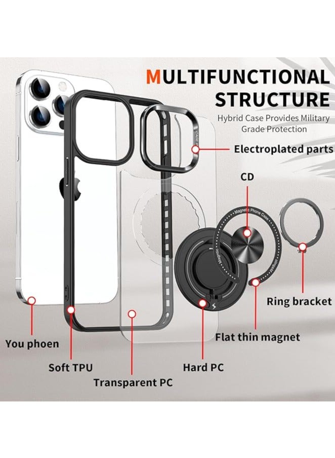 عام حافظة هاتف لجهاز iPhone 16 Pro Max/16 Pro/16 Plus/16، مصنوعة من TPU وPC، مزودة بقاعدة مغناطيسية دوارة مدمجة، حافظة مقاومة للسقوط والصدمات - Image 2