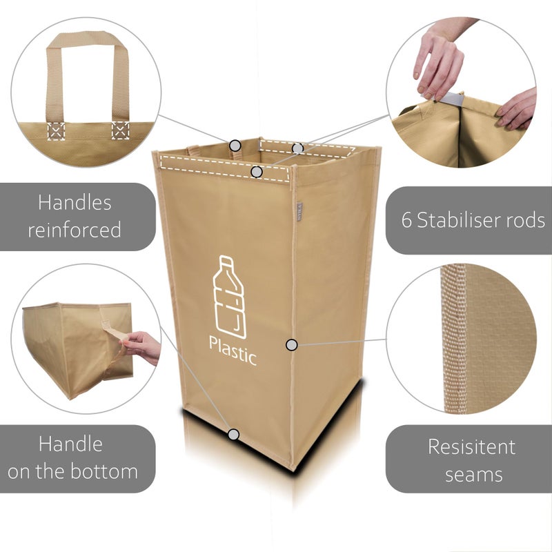 NYIKA - Recycling Organizer - Reusable Recycling Bags - Recycling Sorter - Trash Sorting Bins - 3 Compartment Recycle - Pack of 3 Bags - Image 2