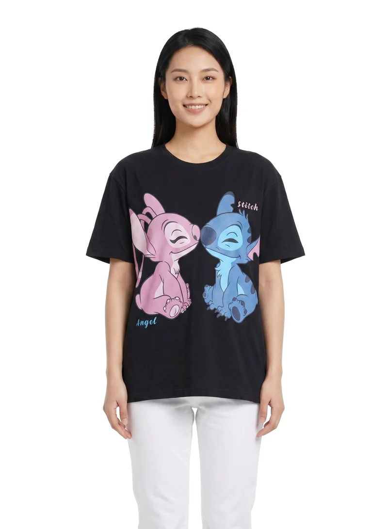 ديزني Disney Stitch Graphic Women’s Oversized Drop Shoulder T-Shirt
