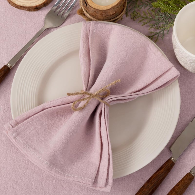 Socomi Cloth Napkins Pink Fall Thanksgiving Washable Reusable Bulk Linen Cotton Napkins Set Of 6 17""X17"" For Wedding Party Bridal Baby Shower Birthday Dining Table Decorations - Image 3
