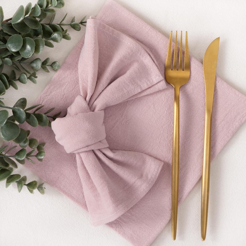 Socomi Cloth Napkins Pink Fall Thanksgiving Washable Reusable Bulk Linen Cotton Napkins Set Of 6 17""X17"" For Wedding Party Bridal Baby Shower Birthday Dining Table Decorations - Image 4