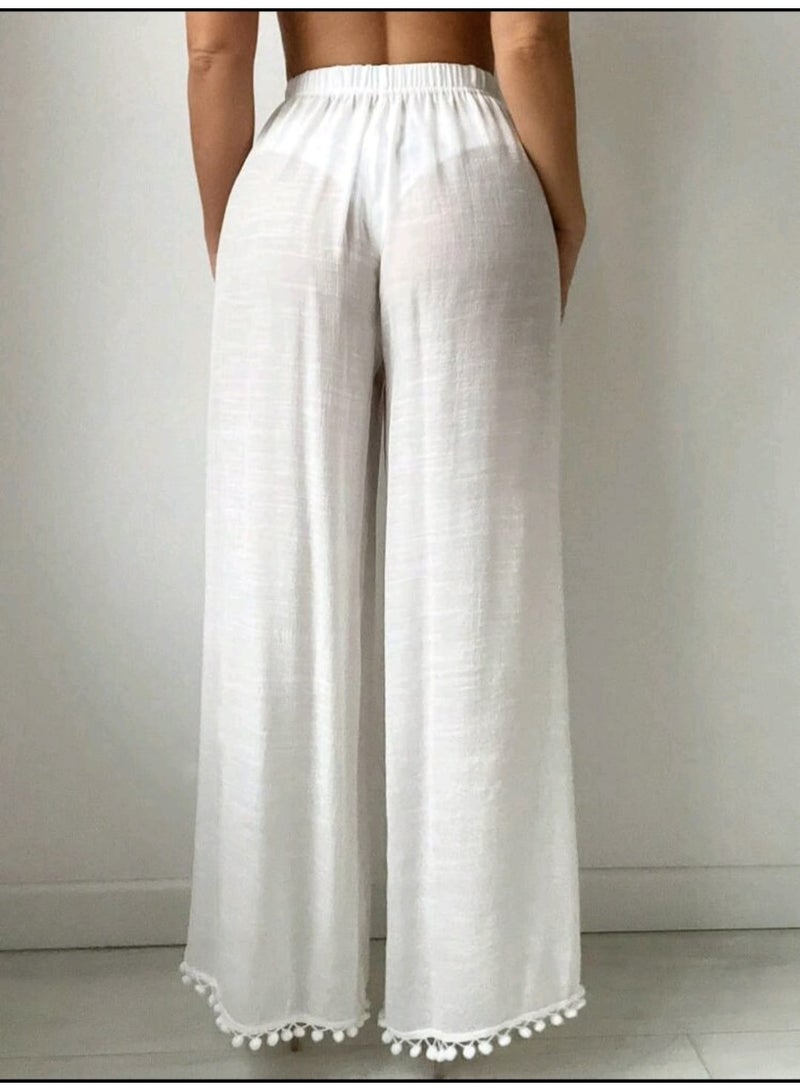 كاش مايوة من الشيفون/الدانتيل One Size لجميع المقاسات من XS الى 2XL متعدد الالوان والاشكال (ابيض بنطلون) - Image 4