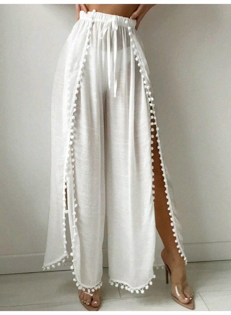 كاش مايوة من الشيفون/الدانتيل One Size لجميع المقاسات من XS الى 2XL متعدد الالوان والاشكال (ابيض بنطلون) - Image 2