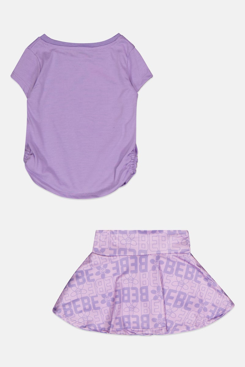 bebe Toddlers Girl 2 Pcs Brand Logo Outdoor T-Shirt And Skort Set, Multicolor - Image 3