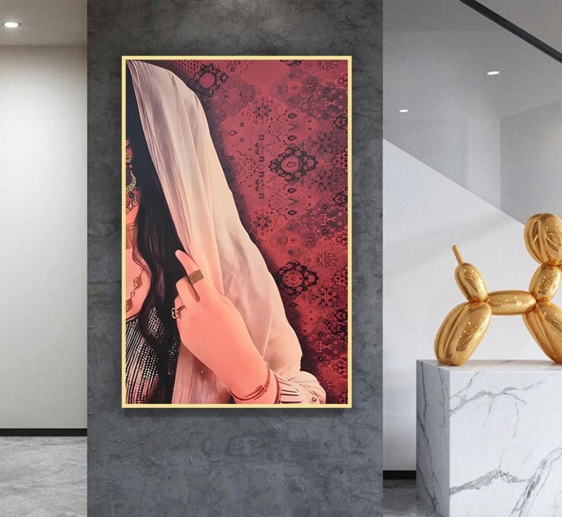 ماركتنا لوحة قماشية بتصميم فتاة مع برواز مجوف مقاس (40×60) قطعة واحدة - Image 1