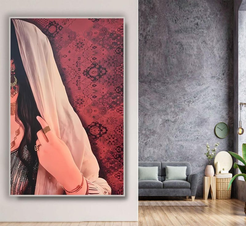 ماركتنا لوحة قماشية بتصميم فتاة مع برواز مجوف مقاس (40×60) قطعة واحدة - Image 2