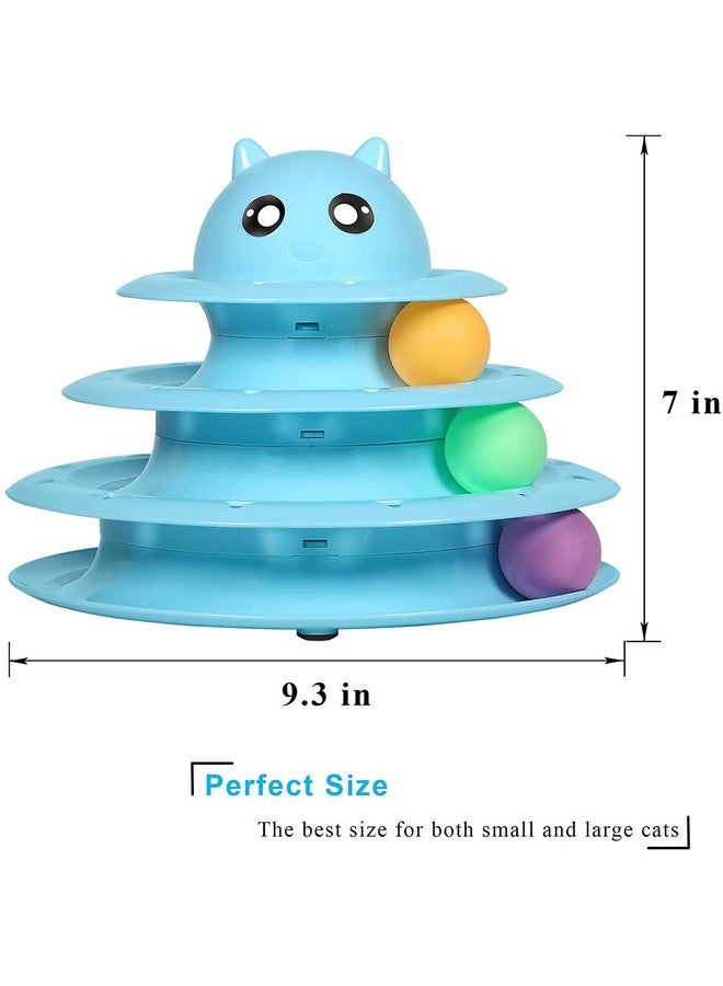 إيميلي بيتس لعبة قطط دوارة ذات 3 مستويات مع كرات لعب قطط بثلاث كرات ملونة، ألعاب ألغاز تفاعلية ممتعة للقطط الصغيرة، تمارين بدنية وعقلية. - Image 2