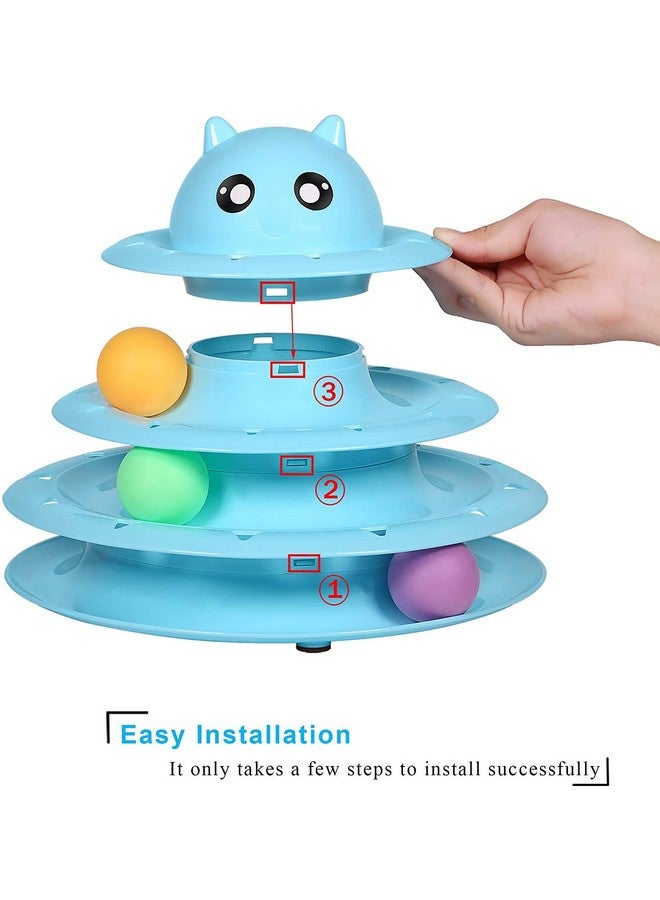 إيميلي بيتس لعبة قطط دوارة ذات 3 مستويات مع كرات لعب قطط بثلاث كرات ملونة، ألعاب ألغاز تفاعلية ممتعة للقطط الصغيرة، تمارين بدنية وعقلية. - Image 3