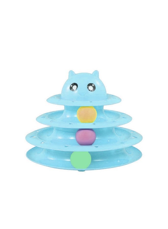 إيميلي بيتس لعبة قطط دوارة ذات 3 مستويات مع كرات لعب قطط بثلاث كرات ملونة، ألعاب ألغاز تفاعلية ممتعة للقطط الصغيرة، تمارين بدنية وعقلية. - Image 1