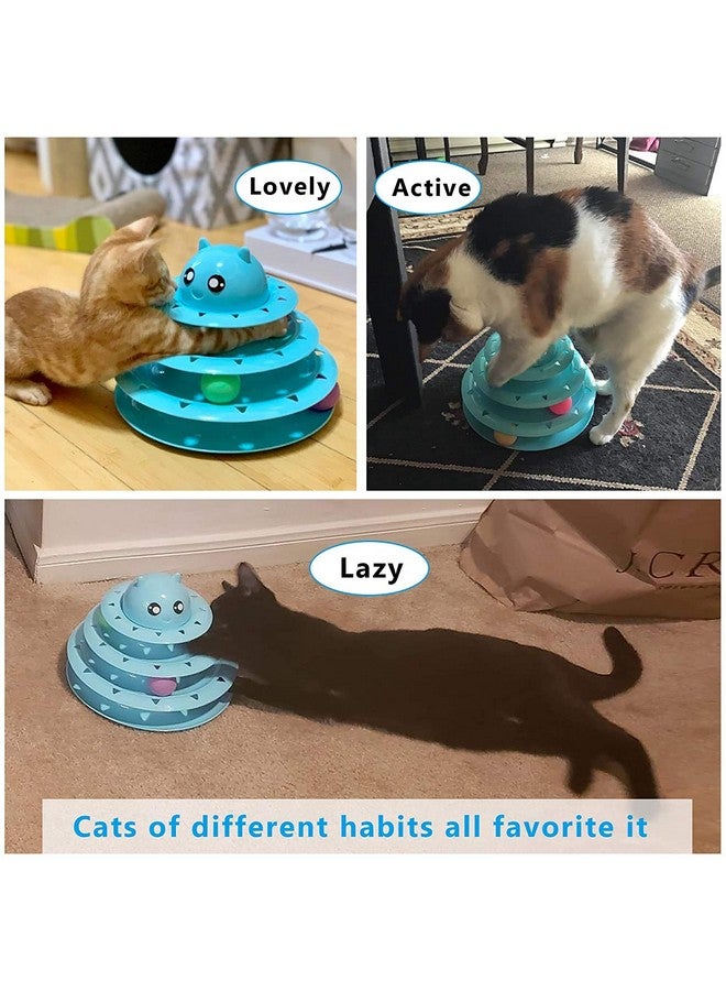 إيميلي بيتس لعبة قطط دوارة ذات 3 مستويات مع كرات لعب قطط بثلاث كرات ملونة، ألعاب ألغاز تفاعلية ممتعة للقطط الصغيرة، تمارين بدنية وعقلية. - Image 5