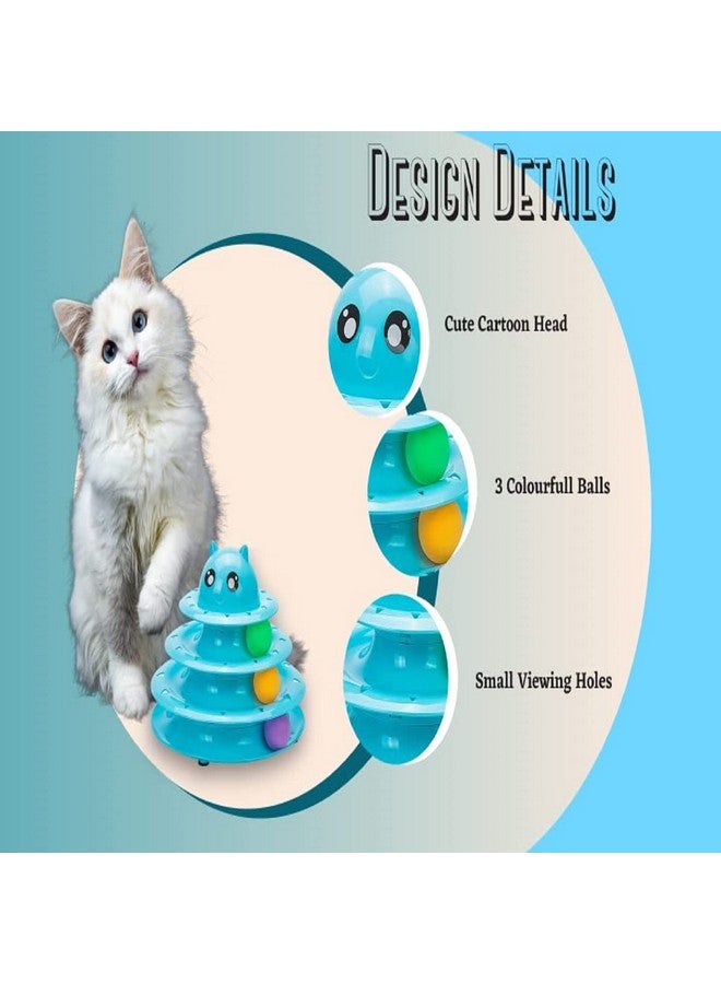 إيميلي بيتس لعبة قطط دوارة ذات 3 مستويات مع كرات لعب قطط بثلاث كرات ملونة، ألعاب ألغاز تفاعلية ممتعة للقطط الصغيرة، تمارين بدنية وعقلية. - Image 4