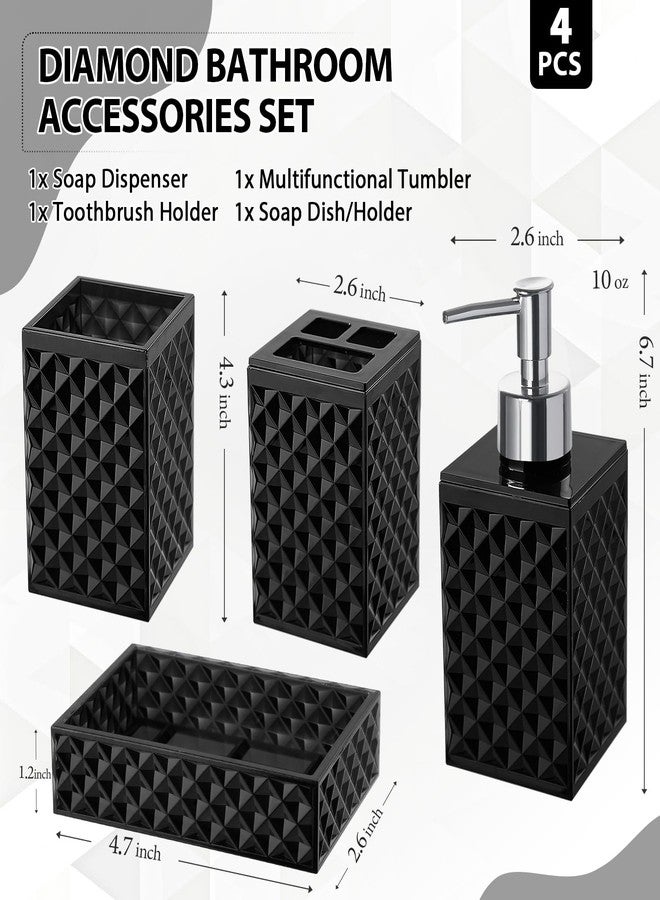 RYTOXILO Black Bathroom Accessories Set, 4 Pack Matte Black Bath Accessory Sets Complete, Acrylic Soap Dispenser and Toothbrush Holder Set for Bathroom Counter Sink, Modern Bathroom Decor - Image 2