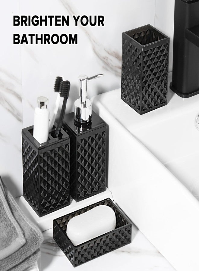RYTOXILO Black Bathroom Accessories Set, 4 Pack Matte Black Bath Accessory Sets Complete, Acrylic Soap Dispenser and Toothbrush Holder Set for Bathroom Counter Sink, Modern Bathroom Decor - Image 5