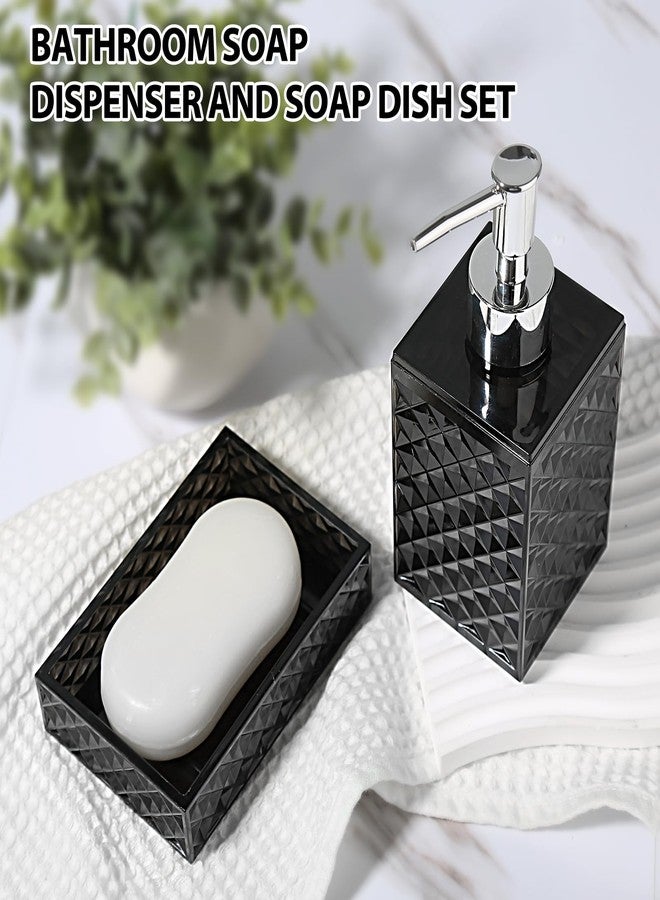 RYTOXILO Black Bathroom Accessories Set, 4 Pack Matte Black Bath Accessory Sets Complete, Acrylic Soap Dispenser and Toothbrush Holder Set for Bathroom Counter Sink, Modern Bathroom Decor - Image 3