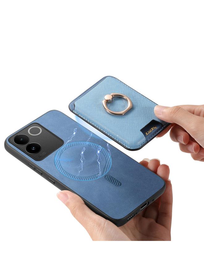 erorex Case For vivo Y300+ Retro Cross Leather Ring Vertical Insert Card Bag MagSafe Phone Case - Image 5