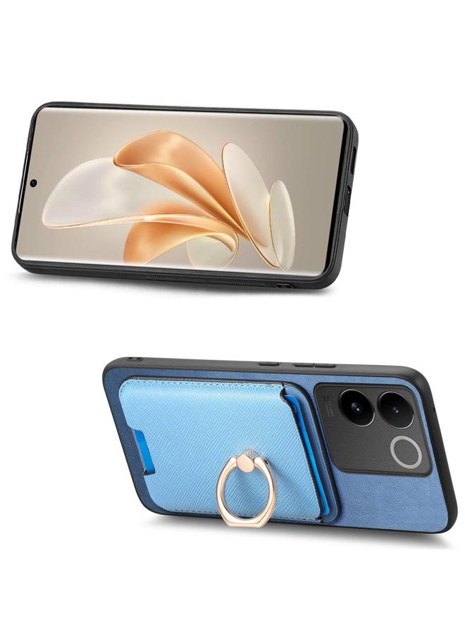 erorex Case For vivo Y300+ Retro Cross Leather Ring Vertical Insert Card Bag MagSafe Phone Case - Image 4