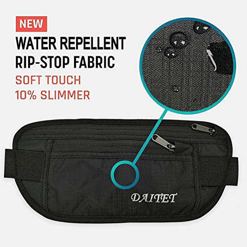 DAITET Running Belt Waist Pack, Fanny Pack for Men&Women, Travel Money Belt, Waterproof Waist Bag, Adjustable Workout Belt Fits All Phone (Pure Black) - Image 2