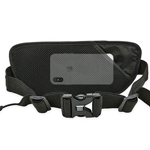 DAITET Running Belt Waist Pack, Fanny Pack for Men&Women, Travel Money Belt, Waterproof Waist Bag, Adjustable Workout Belt Fits All Phone (Pure Black) - Image 4