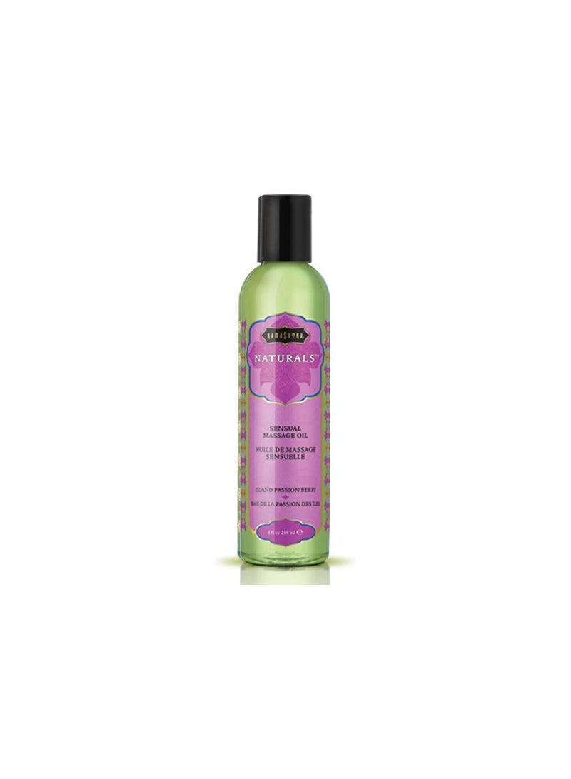 KAMA SUTRA Naturals Massage Oil - 8 fl oz/236 ml Island Passion Berry - Luxurious Natural Scented Oil for Relaxing and Sensual Massages