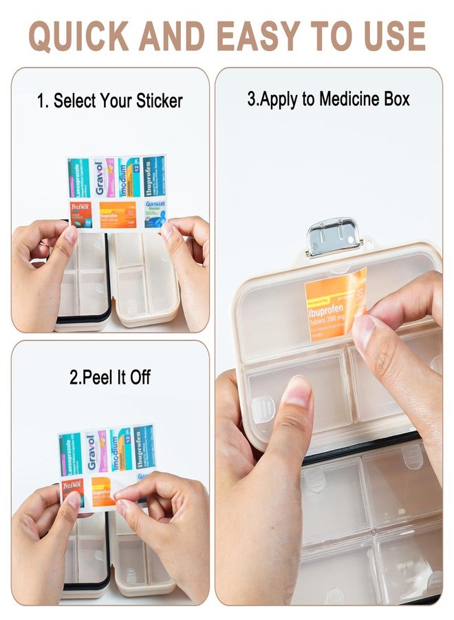 Goffing Travel Pill Organizer Box with Medicine Labels, 2Pack 7 Compartments Portable Pill Case, Daily Medication Organizer Storage Pill Container for Pocket Pharmacy(Pearly White S+L 2Pack) - Image 4