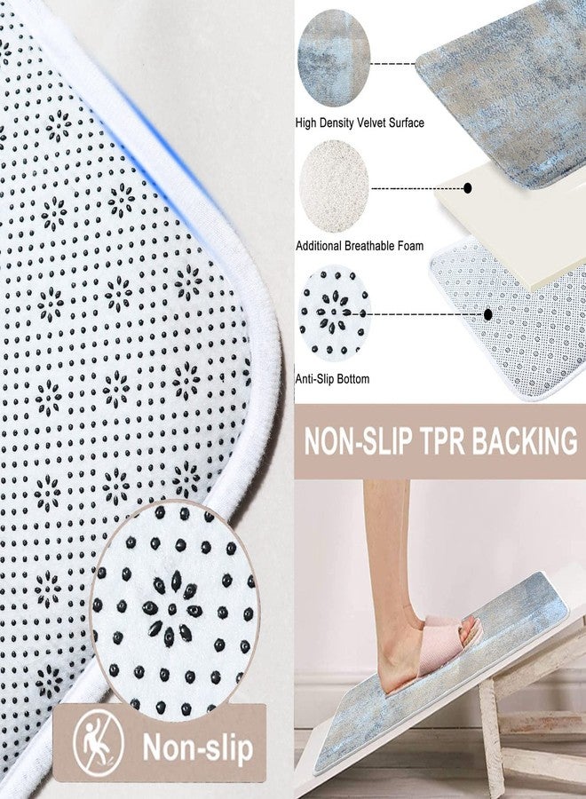ArtSocket 4 Pcs Shower Curtain Set Abstract Blue Bathroom Set with Shower Curtain and Rugs Beige Grey Blue Brown Modern with Non-Slip Rugs Toilet Lid Cover and Bath Mat Bathroom - Image 3