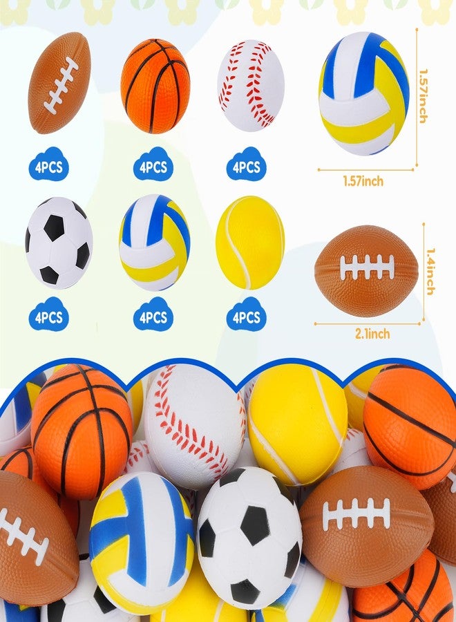 Tiaxidex 24 PCS Stress Balls, Sports Party Favors, Mini Sports Balls, Mini Foam Fidget Toys for Stress Anxiety Relief, Goodie Bag Stuffers, Office Classroom Stress Relief Gifts, Classroom Prizes - Image 2